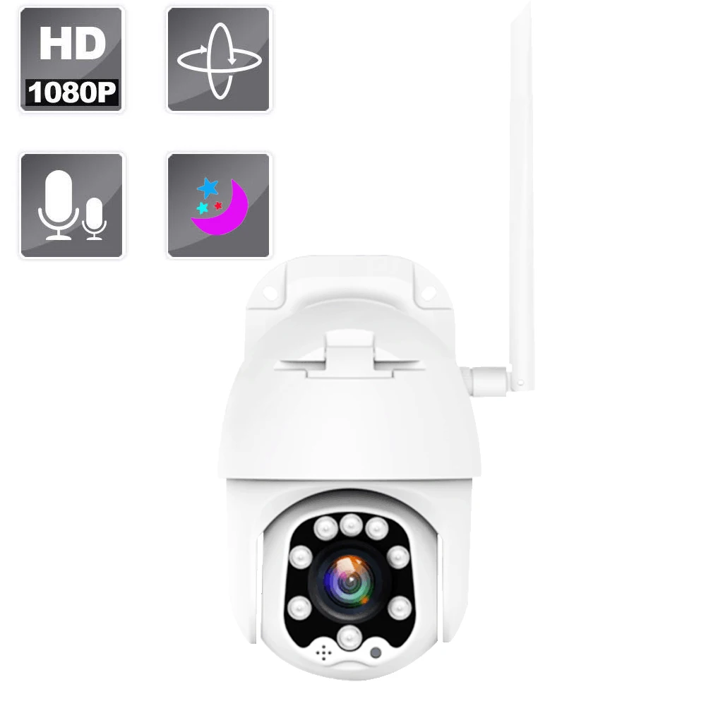 Full Color Night Vision 1080P HD 4mm Lens Wireless Wifi Camera Home Security Weatherproof Outdoor CCTV Pan Tilt | Безопасность и