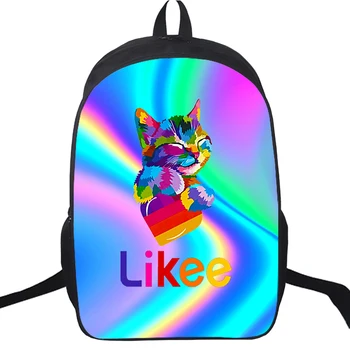 

LIKEE Video App Backpack 16 Inch Cat Fox 3D Print Women Russia Type Likee Bag School Bags Avocado Bookbag Heart Back Pack