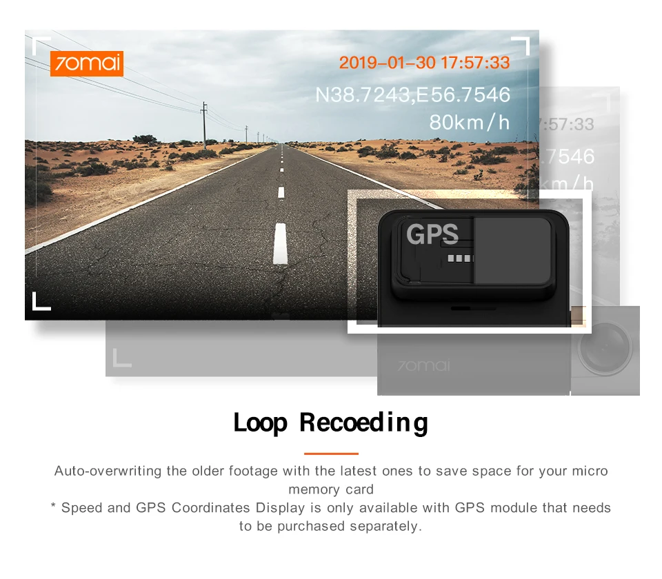 70mai Dash Cam pro Car DVR 1944P Super Clear, Optional GPS Module for ADAS, Parking Monitor, 140 FOV, Night Vision