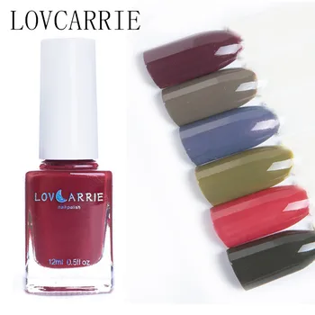 

LOVCARRIE Wine Red Nail Lacquer Varnish 12ML Deep Purple Grey Color Shimmer Nail Polish Soak Off Nail Paint Sets for Nails Art