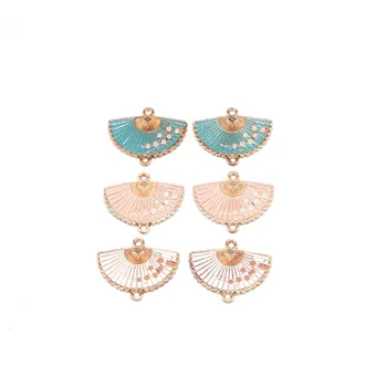 

10 Pcs Vintage Small Charm Enamel Fan Pendant Necklace Fit DIY Bracelet Jewelry Making Decoration Fashion Accessories Gifts