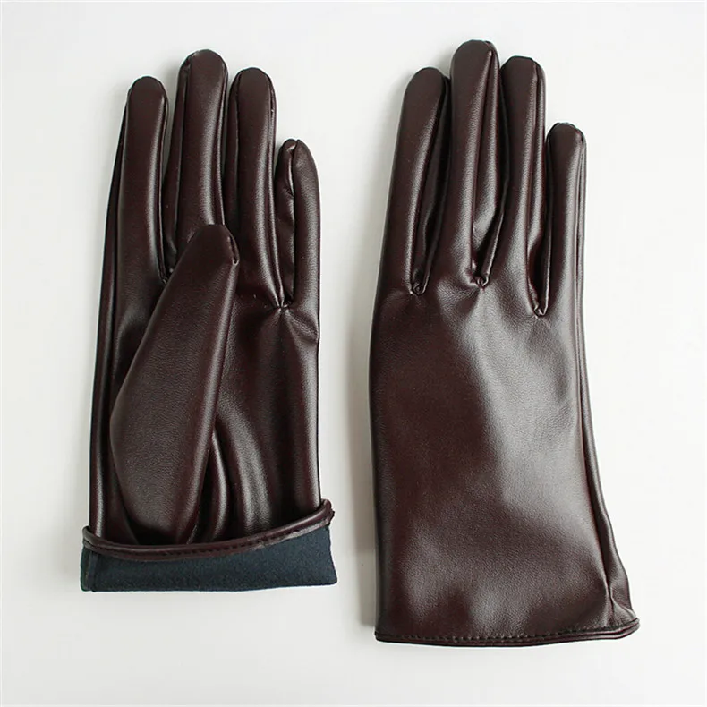 Короткие перчатки для сенсорного экрана 21 см из искусственной кожи, зеркальные Яркие кожаные лакированные кожаные яркие черные, коричневый, белый светильник WPU125