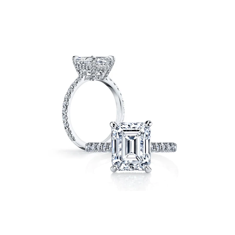 Женская обувь для подружки невесты 3 Ct 925 Серебряное кольцо Классические свадебные украшения кубический