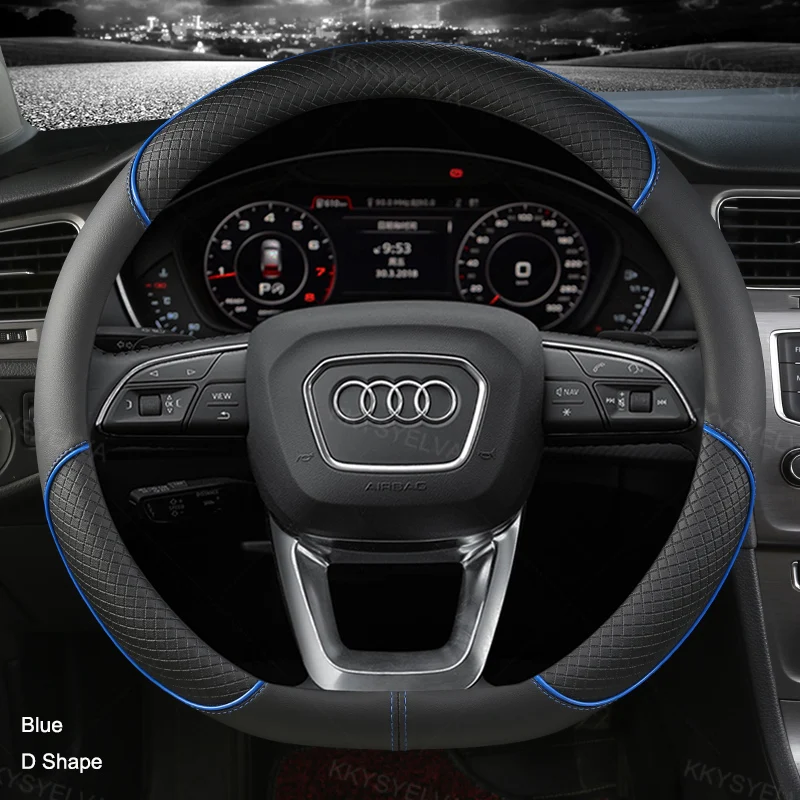 Premium Leather Steering Wheel Cover - 38cm 15
