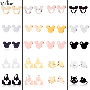 

Yiustar Earrings for Women Mickey Jewelry Mini Mouse Earings Stainless Steel Stud Earrings Girls kolczyki Animal pendientes