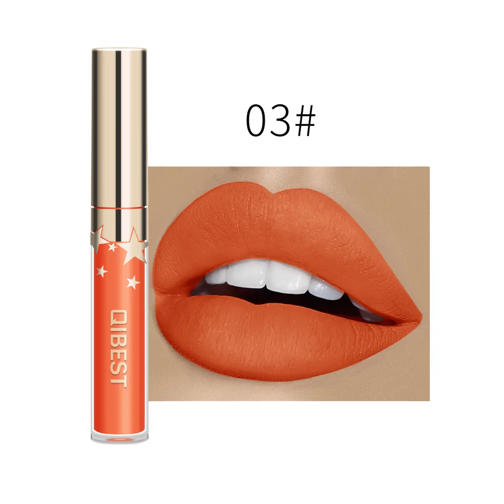 Qibest Waterproof Liquid Lip Gloss Metallic Matte Lipstick For Lips Cosmetic Sexy Batom Mate Lip Tint Makeup Lasting Lipgloss