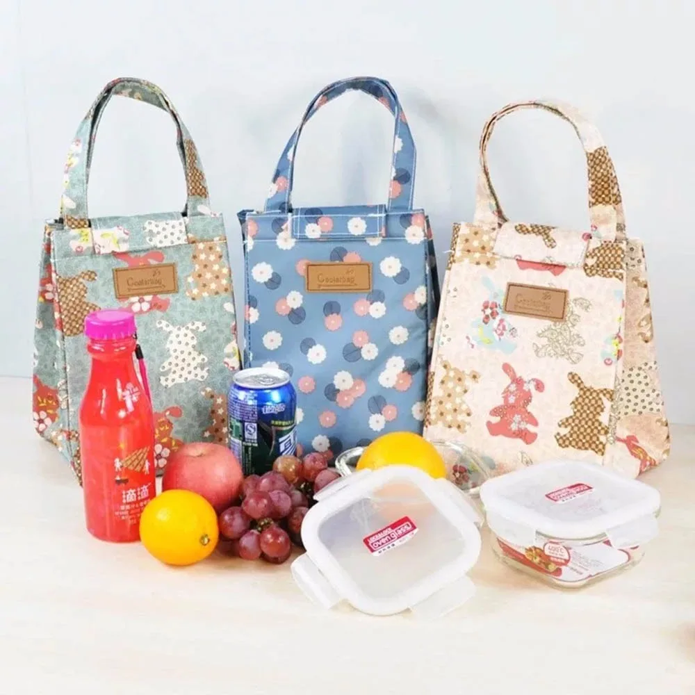 

Functional Portable Lunch Bag Convenient Insulated Canvas Women Kids Lunch Box Thermal Food Picnic Lunch Bags Food Bag