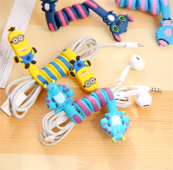 

Cartoon Spiral Cable protector Data Line Silicone Bobbin winder Protective For Earphone USB Charging Data Line Wire Cord Tie