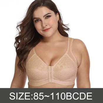 

Plus Size Women's Bras Front Closure Large Size 38-48 B C D E Cup Push Up Brassiere Lingerie Wireless Bralette Cotton Underwear