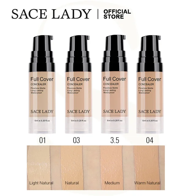 SACE LADY 8 Colors Full Cover Liquid Concealer Makeup 6ml Eye Dark Circles Cream Face Corrector