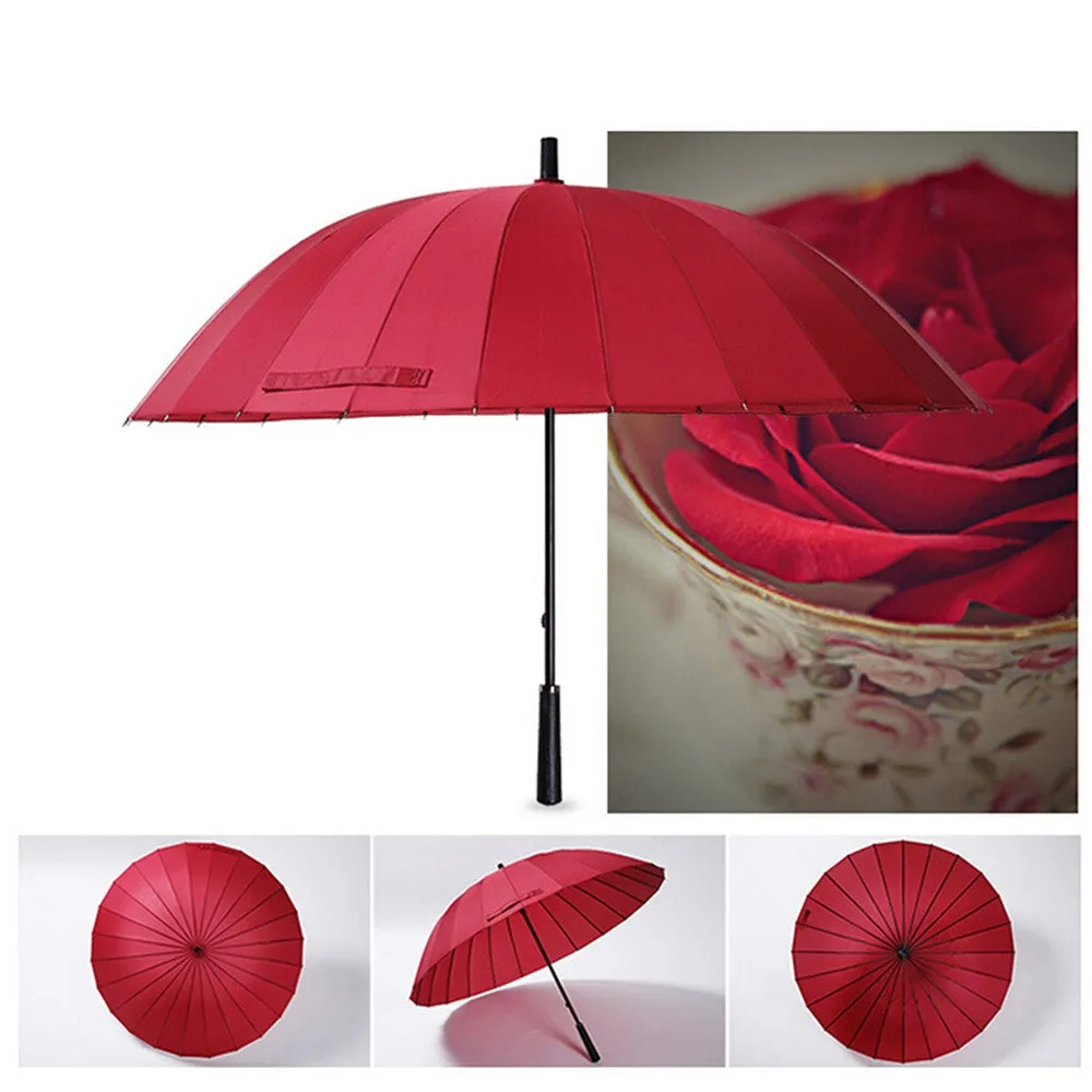 Зонт с 24 костями, супер чистый цвет, светильник с длинной ручкой для детей, полупрямой зонт, водонепроницаемый зонт#45