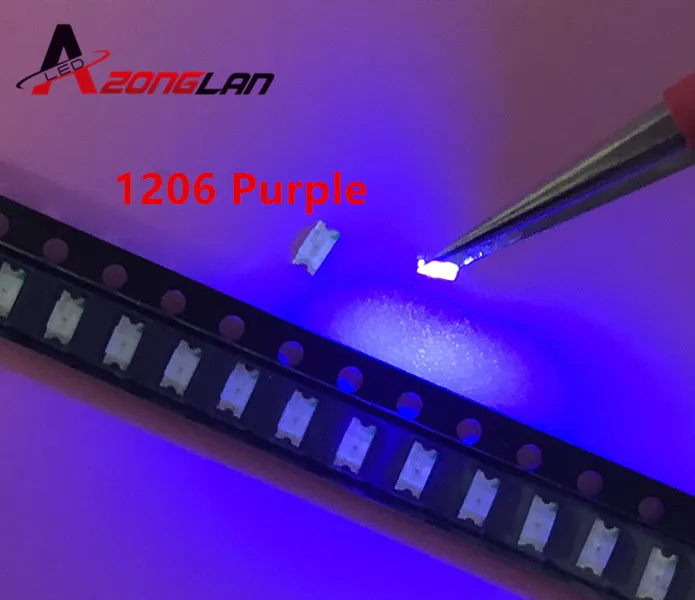 100pcs 1206 purple/uv smd super bright lamp lights-emitting diodes XIASONGXIN