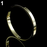 Women Men Simple Titanium Steel Plain Cuff Bangle Bracelet Xmas Gift Jewelry 1