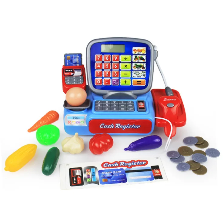 

ZHONGSHENG Supermarket Cash Register Model Cash Register Children Early Education Toy Cashier Desk Play House Toy with Calculato