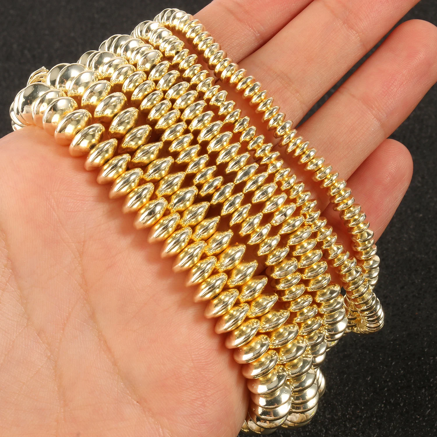 9K Gold Color Hematite Square Heart Round Shape Natural Beads Loose Stone Beads For Jewelry Making DIY Bracelet Necklace 15inch