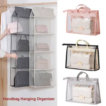 

Portable Hanging Anti-Dust Handbag Organizer Pockets Shelf Bag Household Function Storage Holder Wardrobe Closets Clean Covers