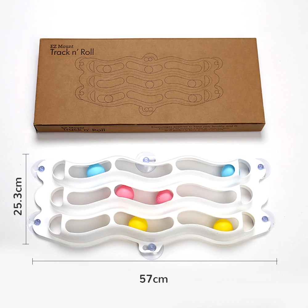 Pet Cats Puzzle Play Toy Plastic Track Balls Toys Interactive Cat Tunnel Ball Toy With Suction Cup Adsorption Windows Glass