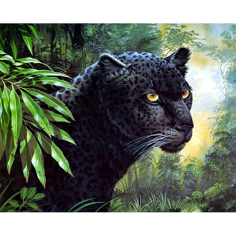 5D DIY Squareround Diamond Painting Black Panther Cross Stitch Embroidery Pattern Rhinestone | Дом и сад