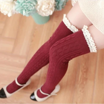 

Women Girl Over Knee High Socks Spring Autumn Winter Warm Knit Soft Thigh High Long Socks solid color loose Stocks