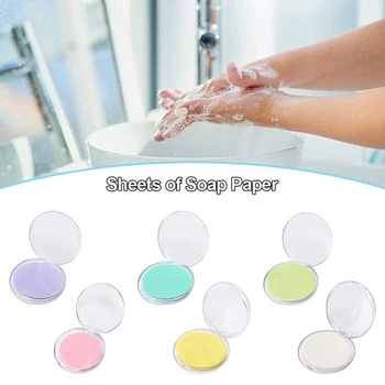 

50pcs Disposable Boxed Soap Paper Travel Portable Hand Washing Box Scented Slice Sheets Mini Soap Paper Outdoors Clean Tools