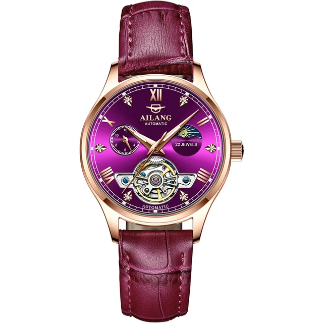 2021 new ladies hollow mechanical watch simple top light luxury AILANG brand automatic luminous waterproof watch 1