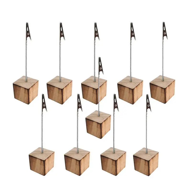 

10pcs Creative Wedding Wooden Base Photo Clip Seat Clip Menu Clip for Wedding Hotel Restaurant