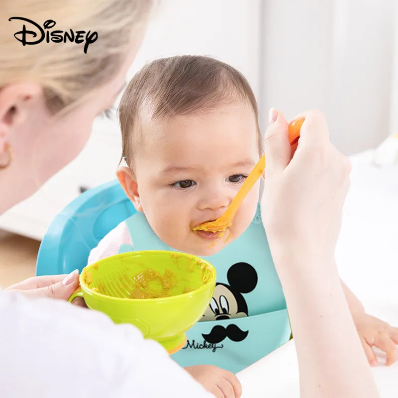 

Disney silicone baby bib cartoon waterproof super soft bib children large silicone bib