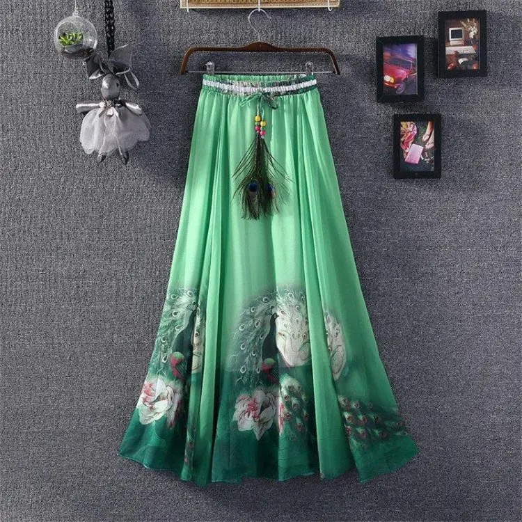 Шифоновые богемные юбки женские летние вечерние Харадзюку винтажные модные цветочные этнические богемные длинные юбки макси пляжная одежда - Цвет: Style Three