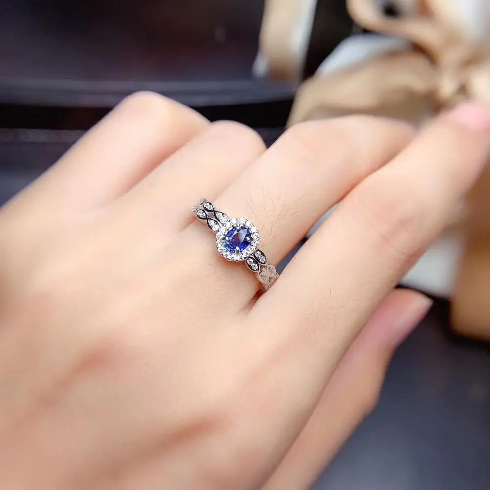 Yeinos Womens 925 Sterling Silver Created Blue Sapphire Anniversary Ring