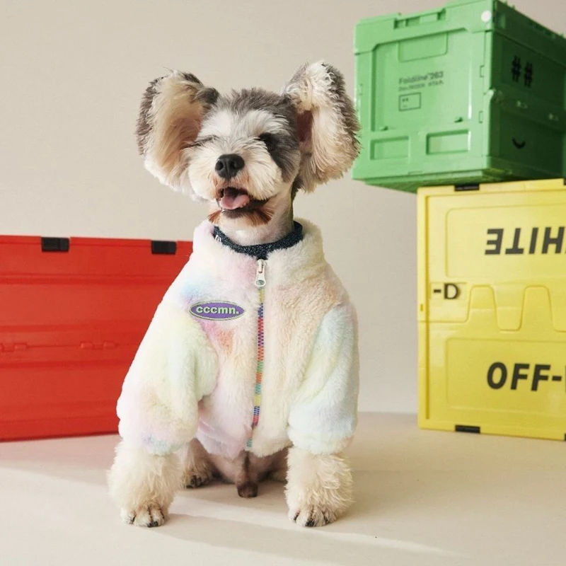 Зимнее плотное меховое пальто для собак красочная одежда кошек жилет домашних