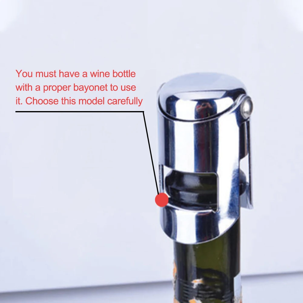 New 1pc Bar Inflatable Sparkling Stainless Steel Champagne Stopper Bottle Stopper Button Anti-Skid Leak Red Wine Wine Stopper