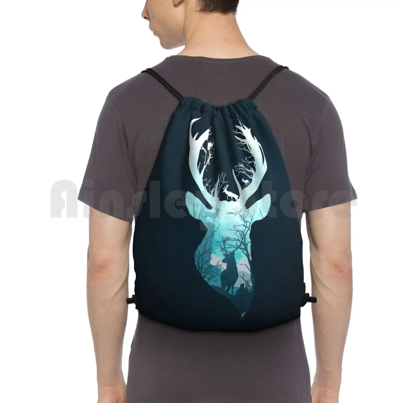 

Deer Blue Winter Backpack Drawstring Bag Riding Climbing Gym Bag Deer Designstudio Animals Animal Nature Silhouette
