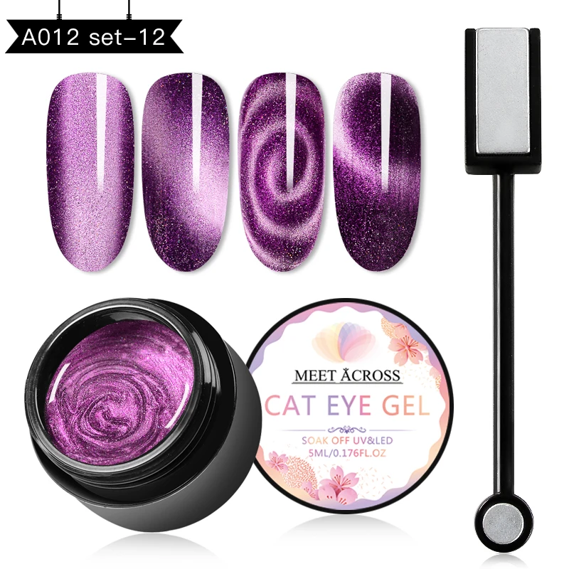 MEET ACROSS 9D Galaxy Magnetic Gel Nail Polish 5ML Soak Off UV LED Nail Art Lacquer Long Lasting Varnish Shining Cat Eye Gel - Цвет: CZH03594