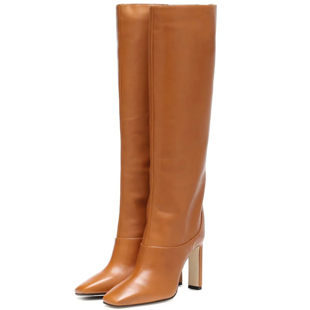 Cena Karinluna wysokiej jakości 2020 wysokie obcasy 4 kolory buty kobieta buty kobiece kwadratowe Toe Slip On buty do kolan kobiet buty