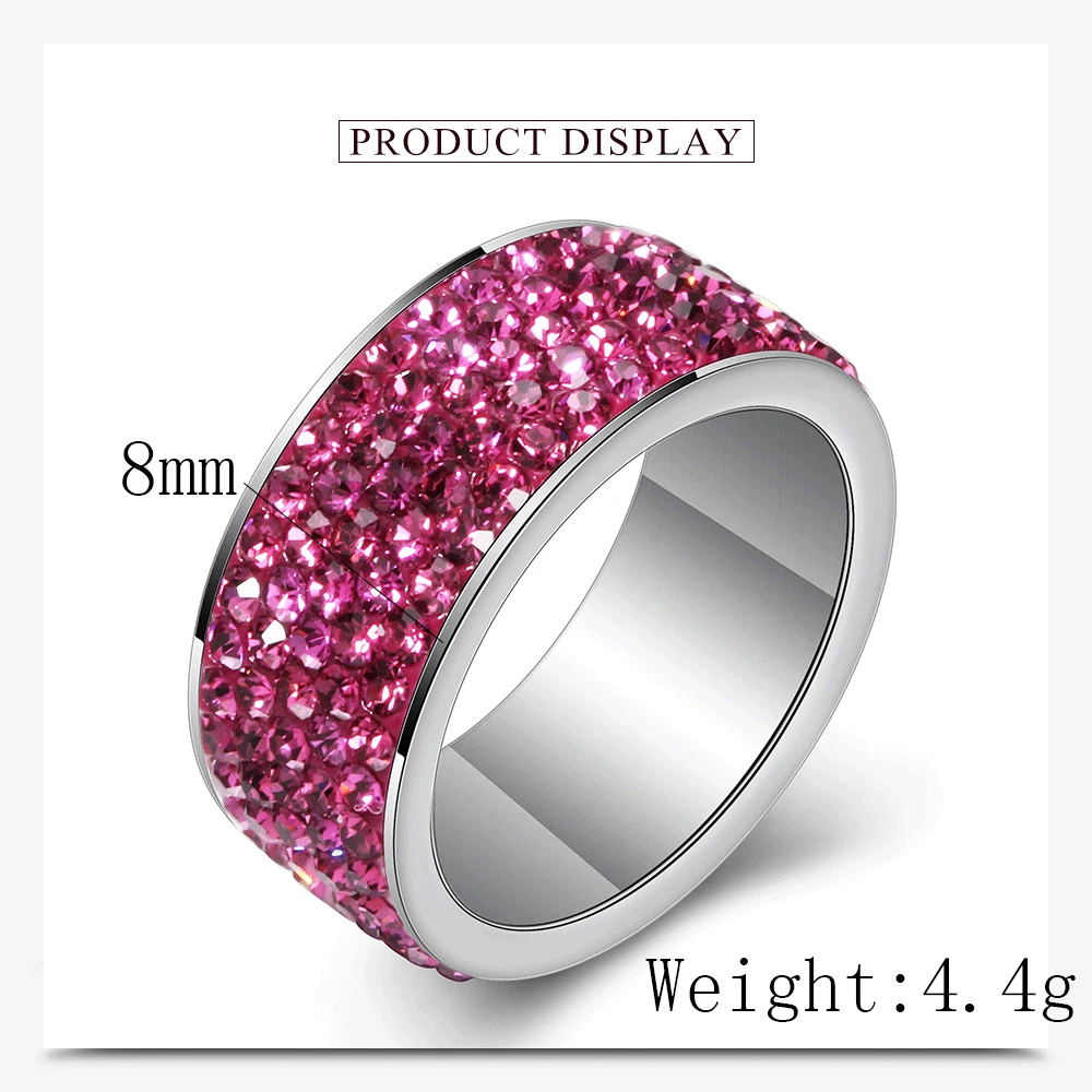 Elegant Women's 316L Stainless Steel Wedding Ring with CZ Crystal Pave