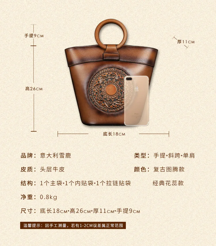 Кожаная сумка-мешок с тотемным тиснением, оригинальная Однослойная кожаная сумка Baotou по индивидуальному заказу для женщин