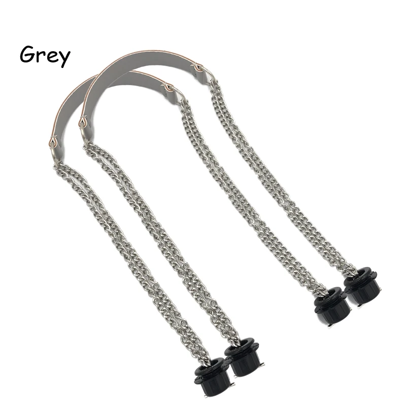 1 Pair Superfiber Leather Flat Handles  Handle Double Metal Chain for O Bag for EVA Obag Women Bag accessories 