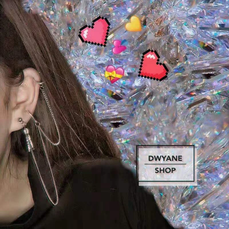 

Punk Feather Chain Stud Earrings Women Hip Hop Non-piercing Ear Clip Ear Bone Earring Cool Jewelry Clip de Pendiente