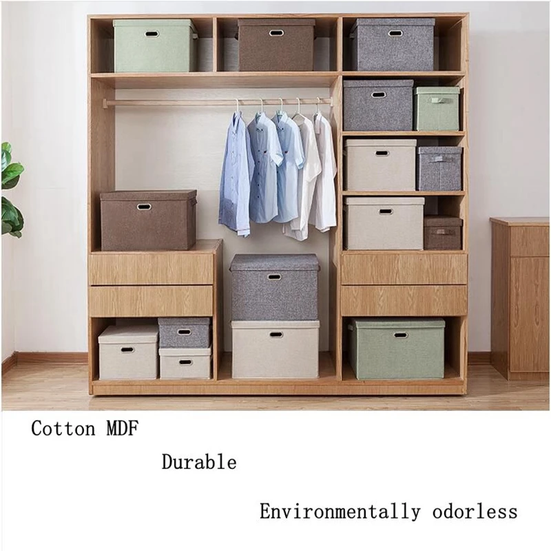 

Storage Box Fabric Simple Storage Box Covered Clothing Box Office Supplies Finishing Box Thicken Folding Wardrobe Storage Box Mo