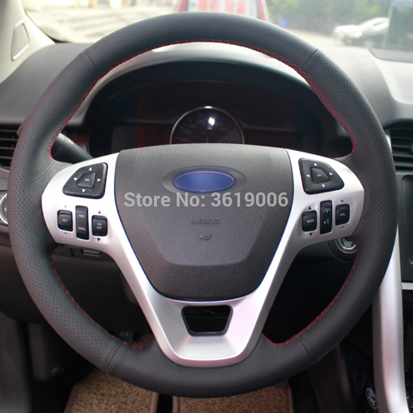 DIY Steering Wheel Cover Wrap Black Leather Hand Sewing For Ford Explorer 2011-2016 Taurus 2012-2015 Edge 2011-2014 | Автомобили и