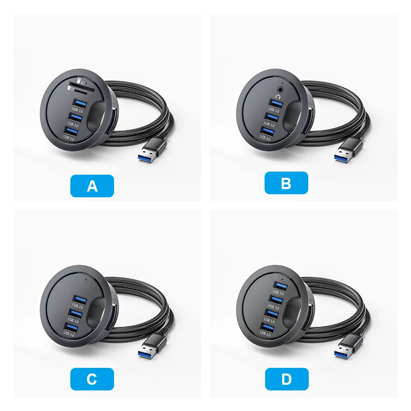 Hub Usb 3.0 de Montagem no Desktop Docking Station com Multi Usb 3.0 sd tf Leitor de Cartão de Fone de Ouvido Suporte Controle de Volume Usb Splitter - Imagem 3