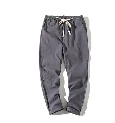 Dark Gray RUIHUO льняные брюки по щиколотку мужская Японская уличная одежда Спортивные штаны мужские брюки мужские тренировочные хип-хоп 5XL осень - Цвет: Dark Gray
