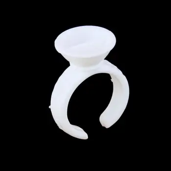 

100pcs Disposable Plastic Glue Holders Rings Eyelash Extensions Kit Women Girls Beauty Tool Accessories Small Size (White)