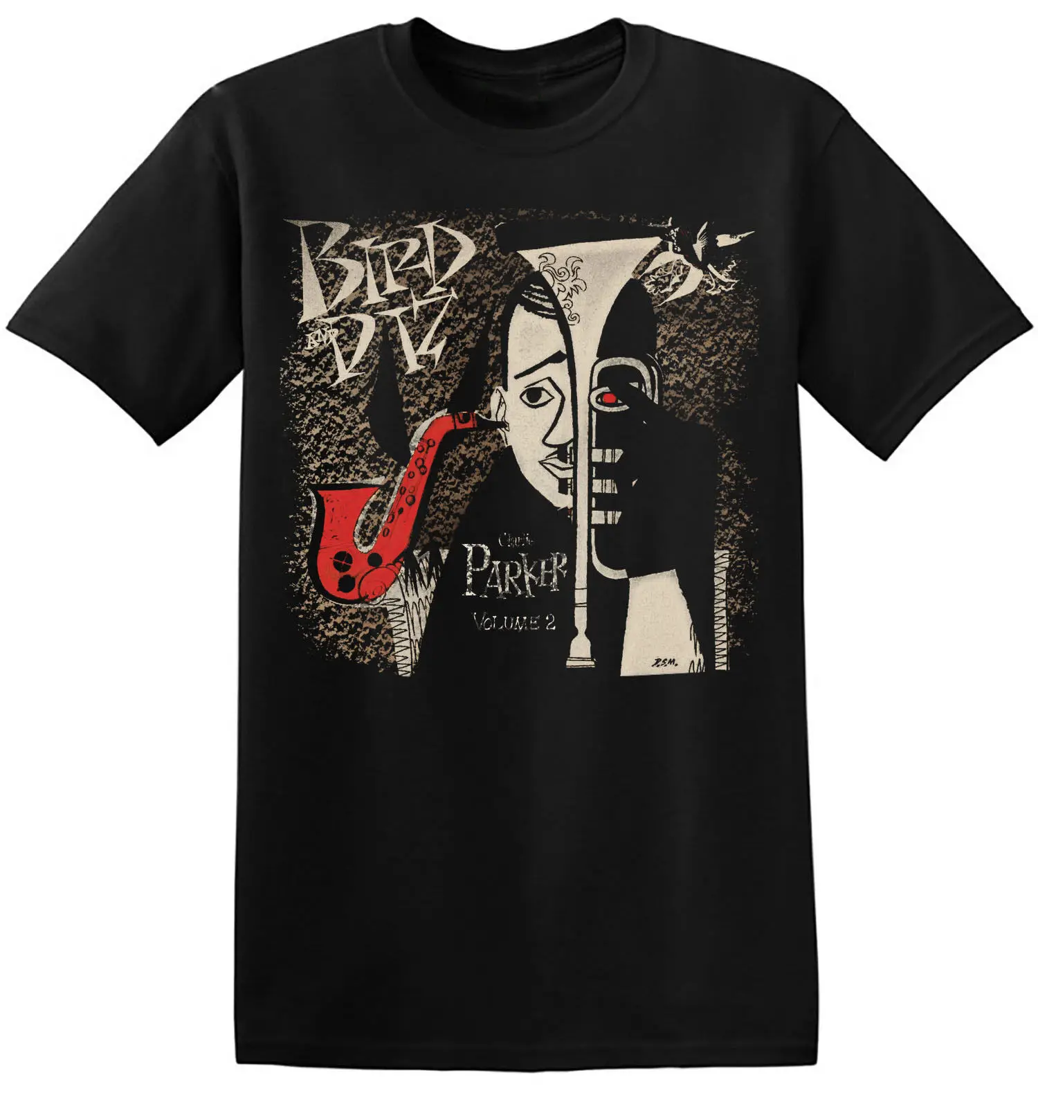 Retro Jazz T Shirt Hitam Vintage Grafis 