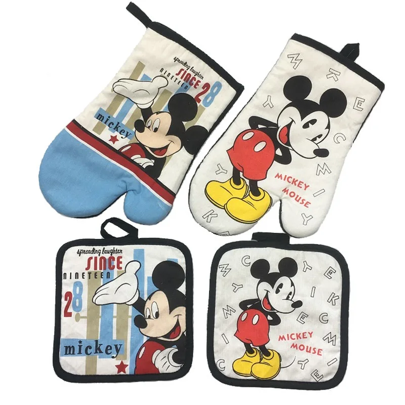 Microwave oven glove insulation pad baking tray, 100% cotton gloves and insulation pad for barbecue or kitchen