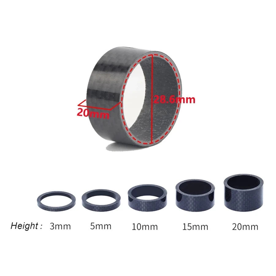 Bicycle Spacer 5PCS MTB Road Bike Carbon Fiber Headset Fork Spacers Handlebar stem Washer Ring Front Fork Accessories
