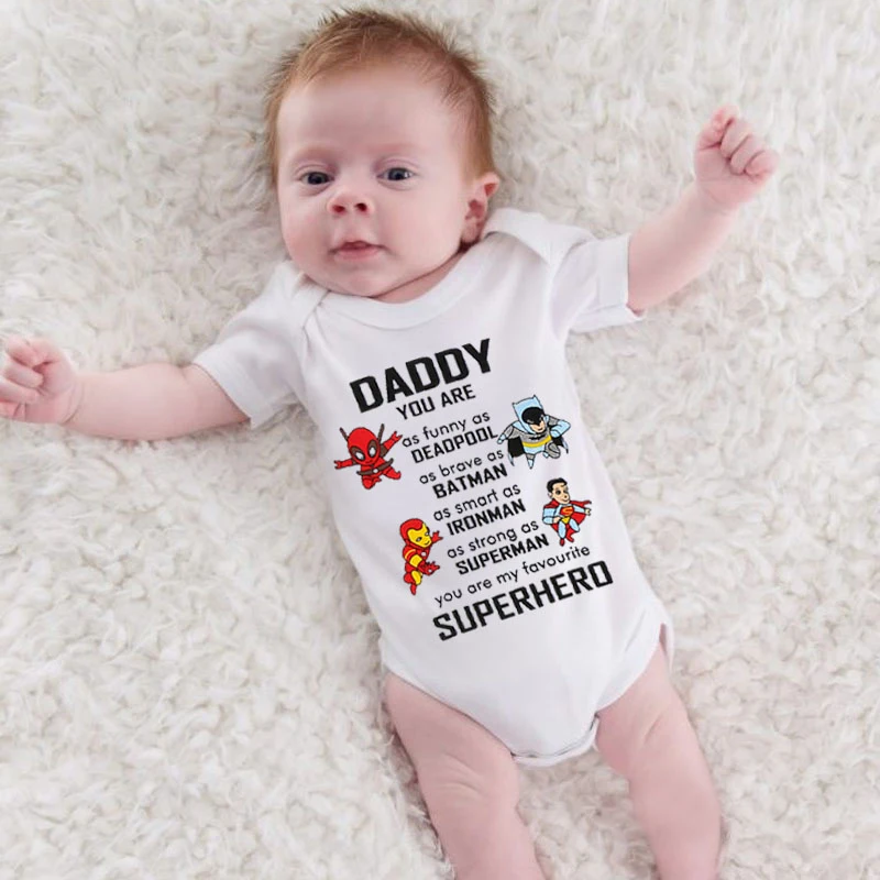Daddy You Are My Favorite, детские комбинезоны с героями мультфильмов для новорожденных, боди с короткими рукавами, боди для маленьких мальчиков и девочек, комбинезоны, одежда