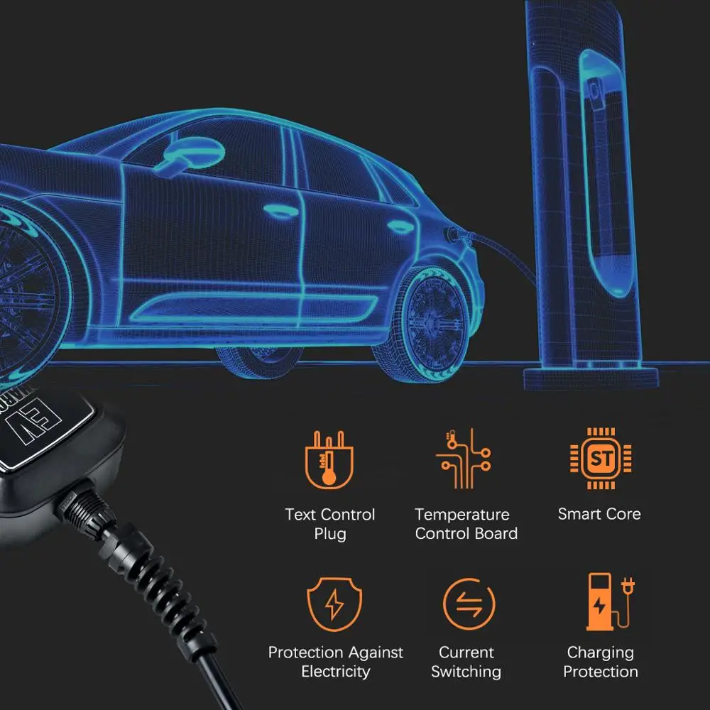 EVSE электромобиль EV зарядное устройство тип 2 домашний зарядный кабель IEC 62196 Тип
