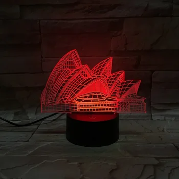 

3D Lamp Novetly Sydney Opera House Best Present for Baby 7 Colors with Remote Touch Sensor for Christmas Led Night Light Lamp