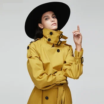 

New arrival autumn top trench coat women double breasted long outerwear for lady high quality overcoat women Y358